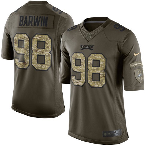 Men's Elite Connor Barwin Nike Jersey Green - #98 Salute to Service NFL Philadelphia Eagles